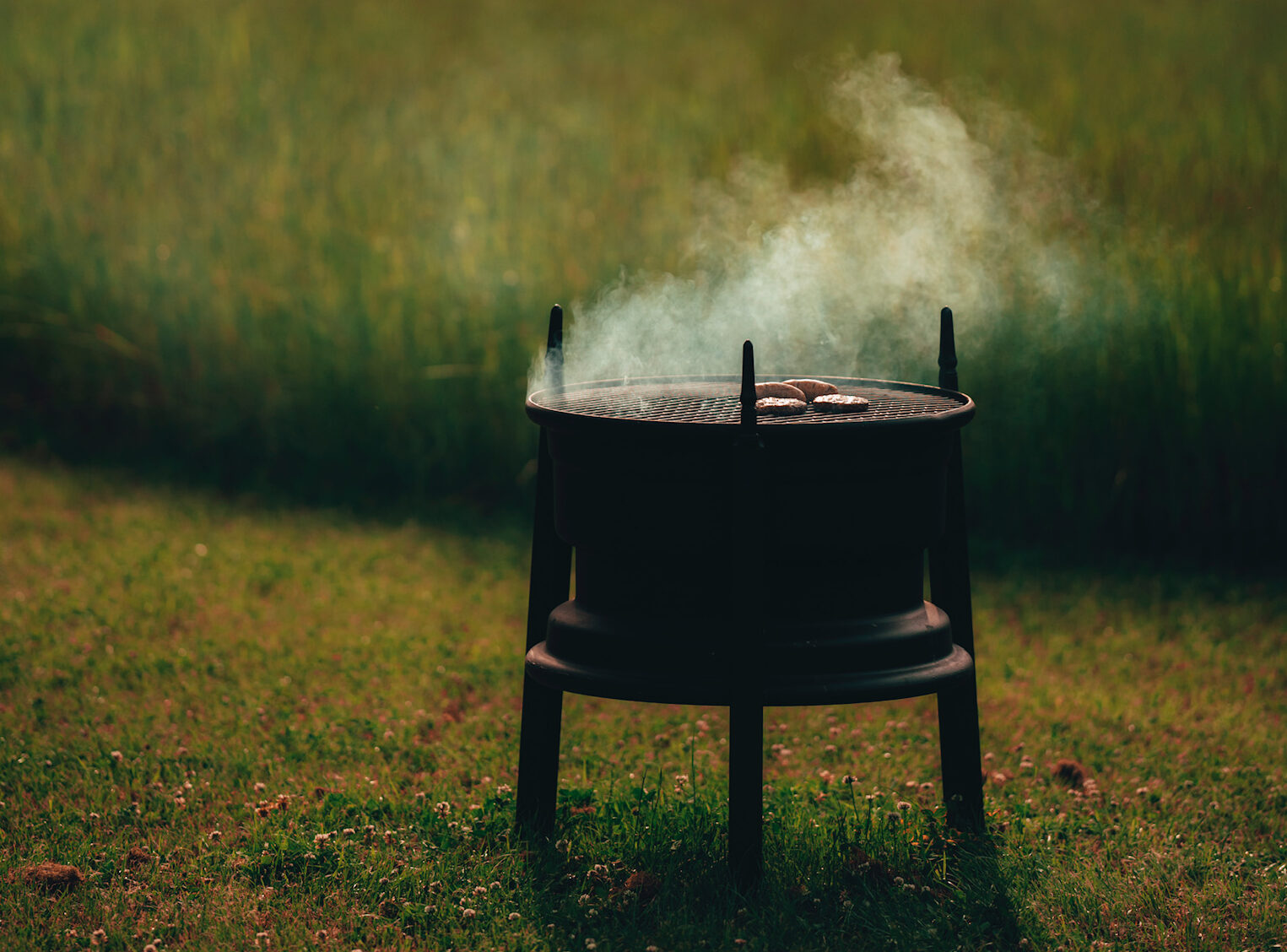 Glamping yurt BBQ at Raynham Estate, Norfolk