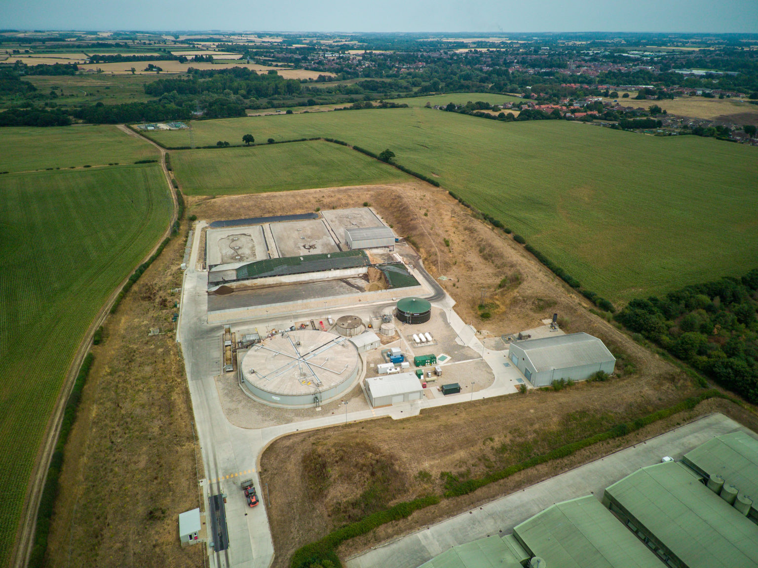 An overhead shot of the anaerobic digester at Raynham